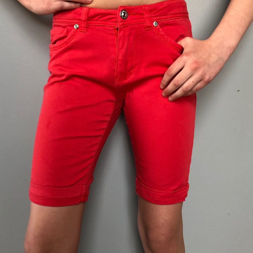Point Zero Girls ~ Coral Red Bermuda Shorts ~ Size 10